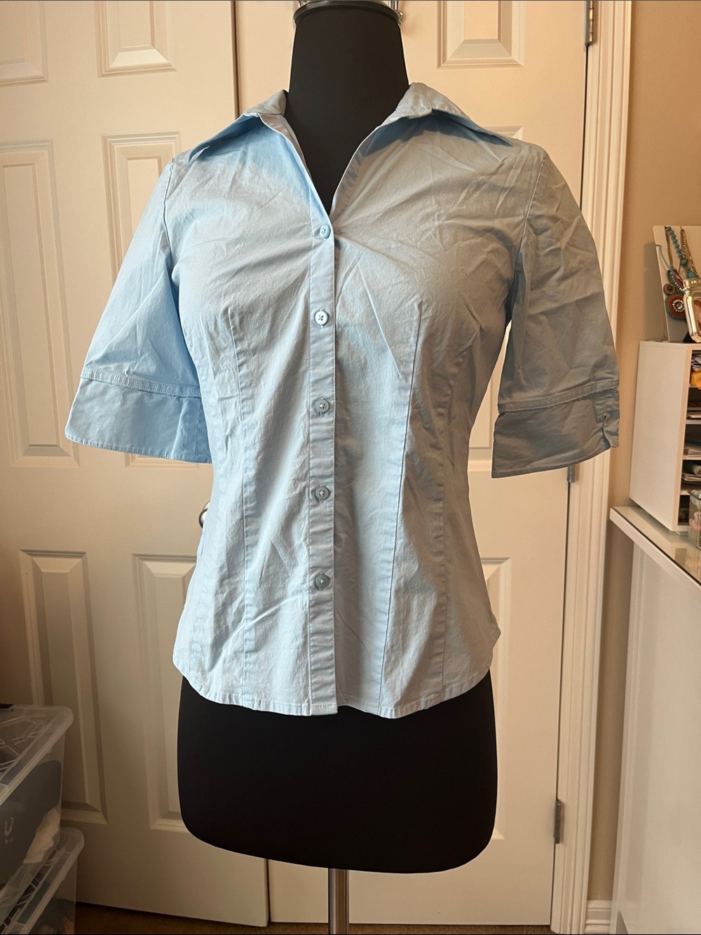 Light Blue Women's Button-Front Shirt